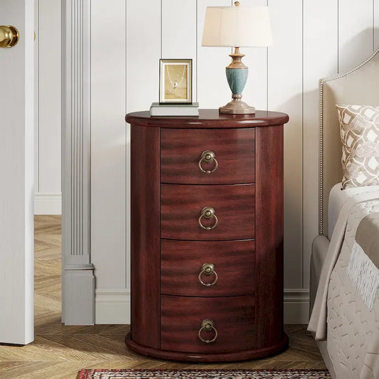 Solid Wood Bedside Table, Nightstand with 4 Drawers