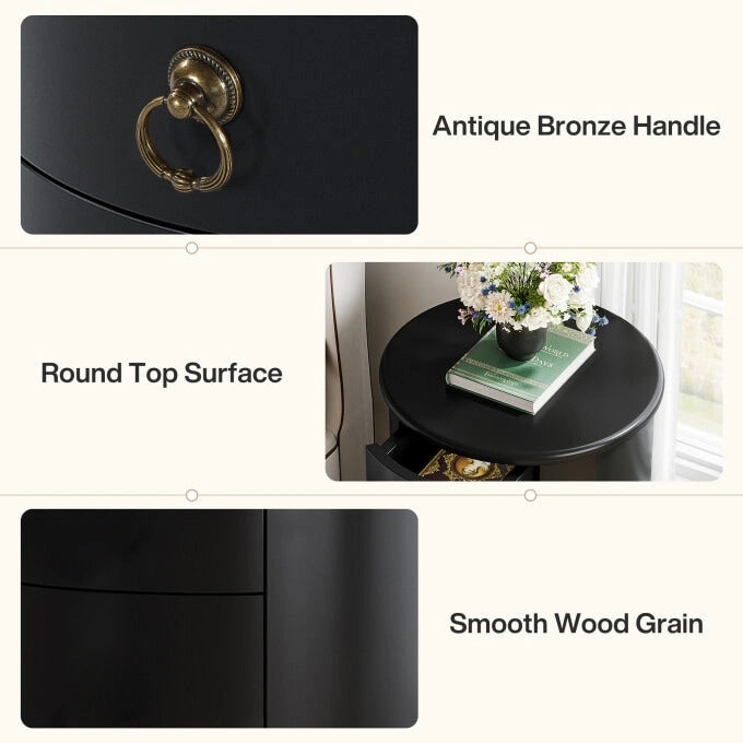 Cherry Brown Nightstand with 4 Drawers - Mid-Century Wood Bedside Table