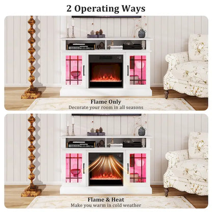 Costway TV Stand with Electric Fireplace LED Lights Remote Controls - See Details