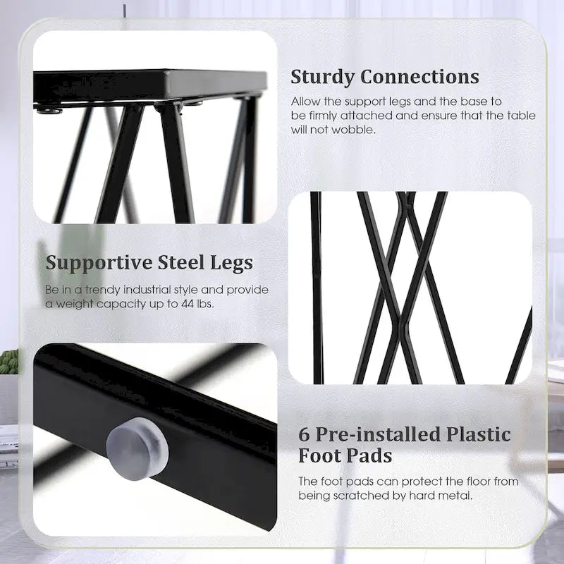 Costway End Table Tempered Glass Top Metal Frame Hexagonal Accent Side - 16 x 13.5 x 24