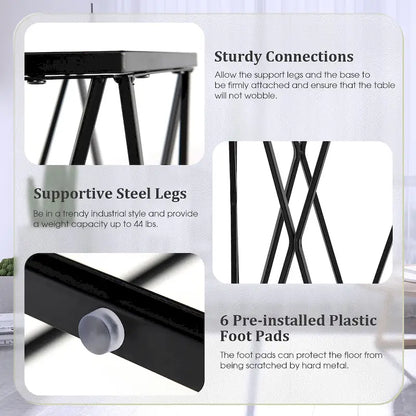 Costway End Table Tempered Glass Top Metal Frame Hexagonal Accent Side - 16 x 13.5 x 24