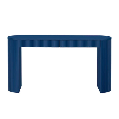Modern Curved Console Table with Drawers, Long Sofa Side Table Narrow Entryway Table for Living Room Hallway