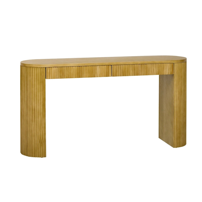 Modern Curved Console Table with Drawers, Long Sofa Side Table Narrow Entryway Table for Living Room Hallway
