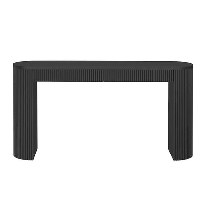 Modern Curved Console Table with Drawers, Long Sofa Side Table Narrow Entryway Table for Living Room Hallway