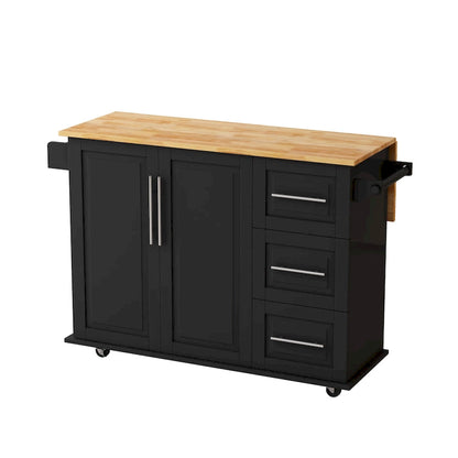 Kitchen Island Cart With 2 Door Cabinet And Three Drawers(no include stool)