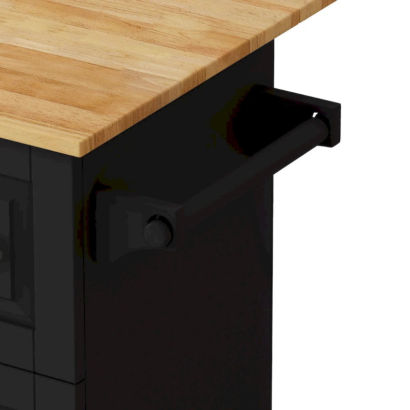 Kitchen Island Cart With 2 Door Cabinet And Three Drawers(no include stool)