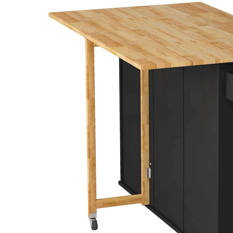 Kitchen Island Cart With 2 Door Cabinet And Three Drawers(no include stool)