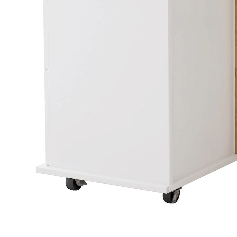 Kitchen Island Cart With 2 Door Cabinet And Three Drawers(no include stool)