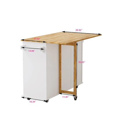 Kitchen Island Cart With 2 Door Cabinet And Three Drawers(no include stool)