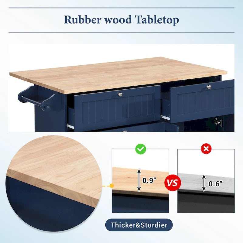 Topmax Farmhouse Kitchen Island Set With Drop Leaf And 2 Seatings