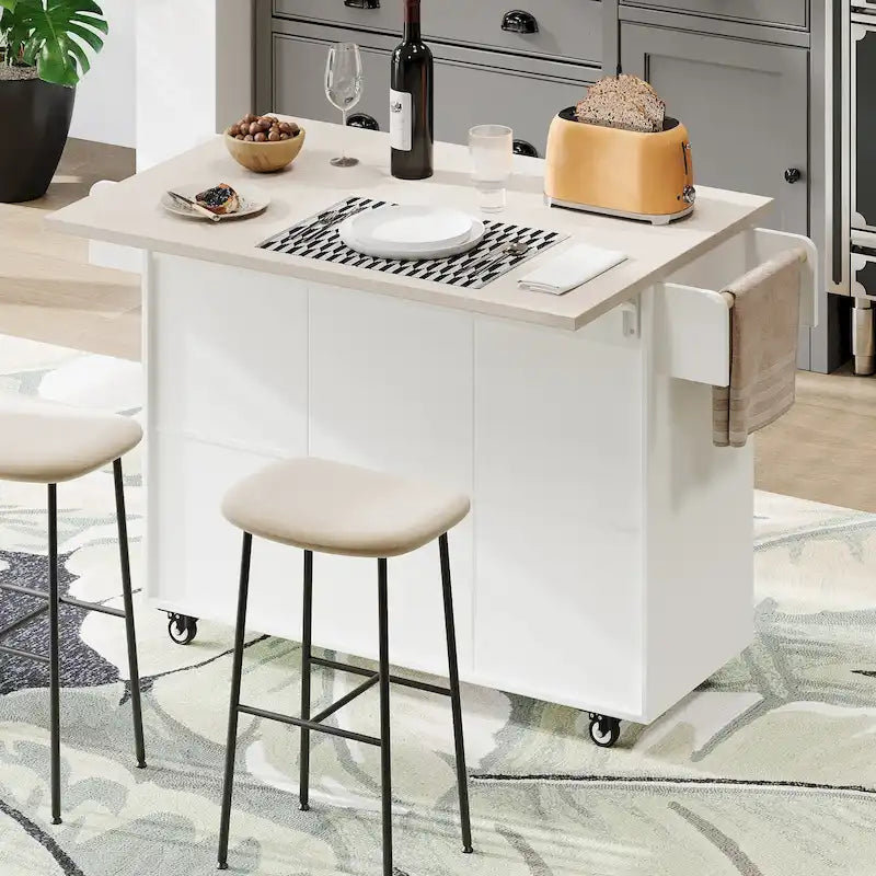 Kitchen Island With Trash Can Storage Cabinet(no include stool)