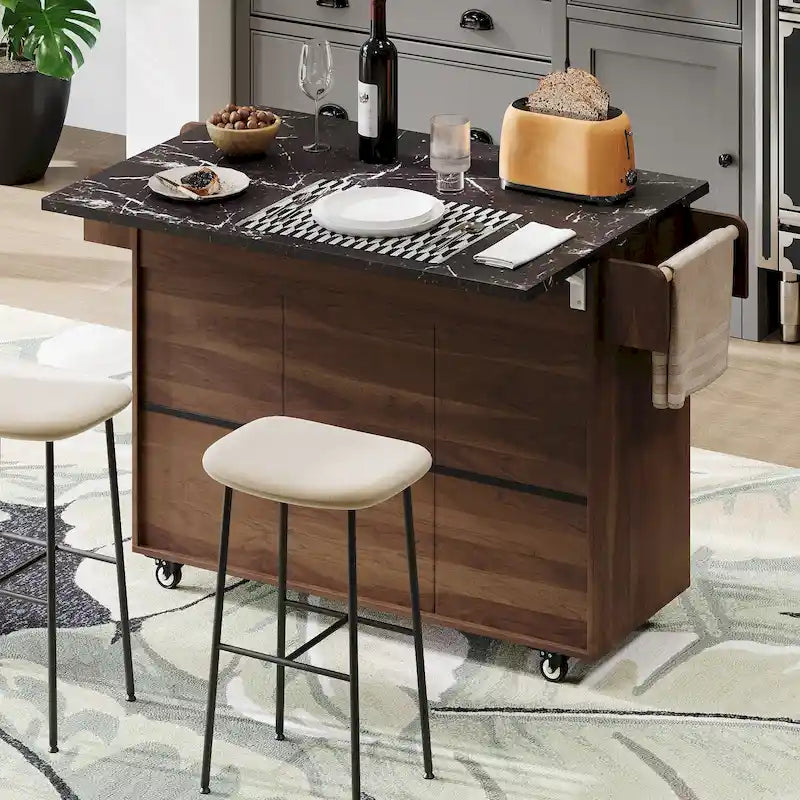 Kitchen Island With Trash Can Storage Cabinet(no include stool)