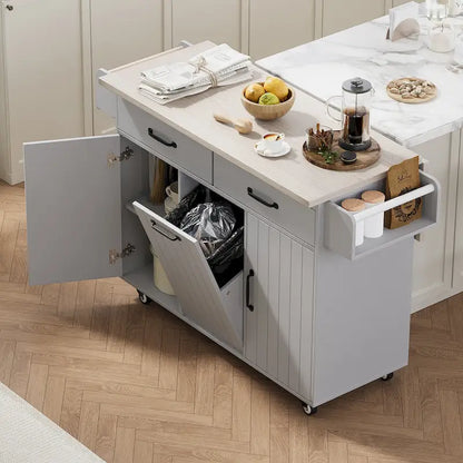 Kitchen Island With Trash Can Storage Cabinet(no include stool)