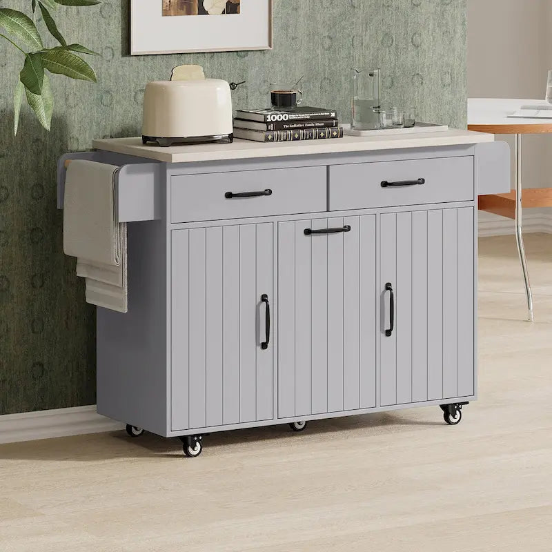 Kitchen Island With Trash Can Storage Cabinet(no include stool)