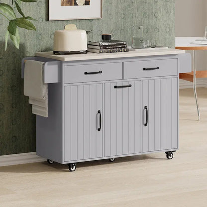 Kitchen Island With Trash Can Storage Cabinet(no include stool)