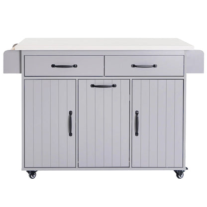 Kitchen Island With Trash Can Storage Cabinet(no include stool)