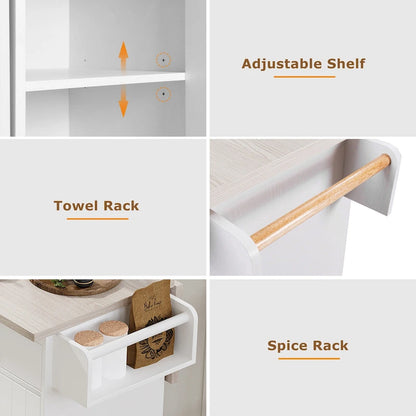 Kitchen Island With Trash Can Storage Cabinet(no include stool)