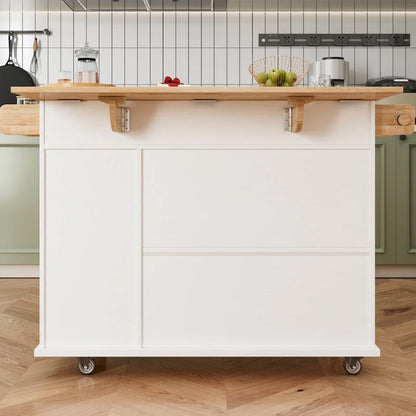 44 Inch Kitchen Island Cart With Solid Wood Top(no include stool)