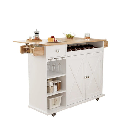 44 Inch Kitchen Island Cart With Solid Wood Top(no include stool)