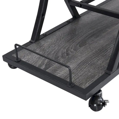 Industrial Bar Cart Kitchen Bar&Serving Cart For Home With Wheels 3 -Tier Storage Shelves(no include stool)