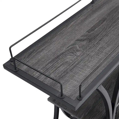 Industrial Bar Cart Kitchen Bar&Serving Cart For Home With Wheels 3 -Tier Storage Shelves(no include stool)