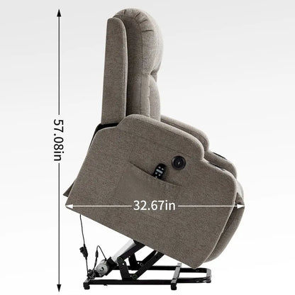 Power Lift Recliner with Massage, Lumbar Heating, USB Charging & Cup Holders, Modern Ergonomic Design