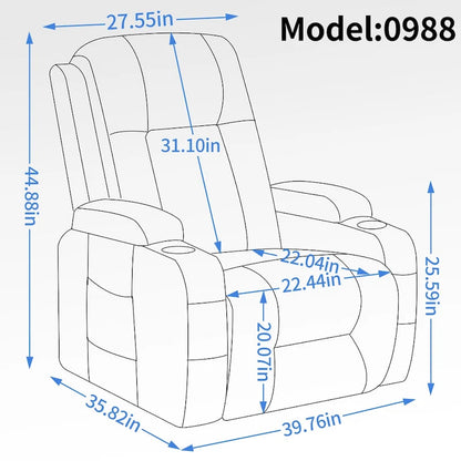 Power Lift Recliner with Massage, Lumbar Heating, USB Charging & Cup Holders, Modern Ergonomic Design