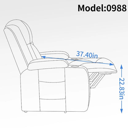 Power Lift Recliner with Massage, Lumbar Heating, USB Charging & Cup Holders, Modern Ergonomic Design
