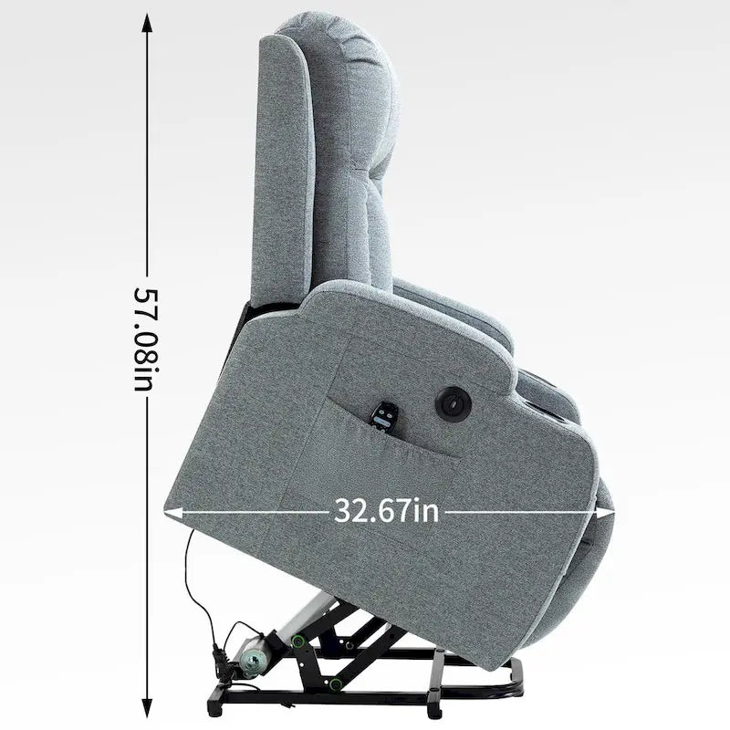 Power Lift Recliner with Massage, Lumbar Heating, USB Charging & Cup Holders, Modern Ergonomic Design