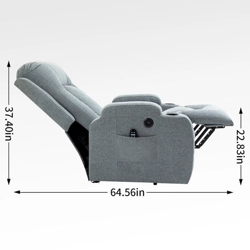 Power Lift Recliner with Massage, Lumbar Heating, USB Charging & Cup Holders, Modern Ergonomic Design