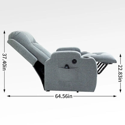 Power Lift Recliner with Massage, Lumbar Heating, USB Charging & Cup Holders, Modern Ergonomic Design