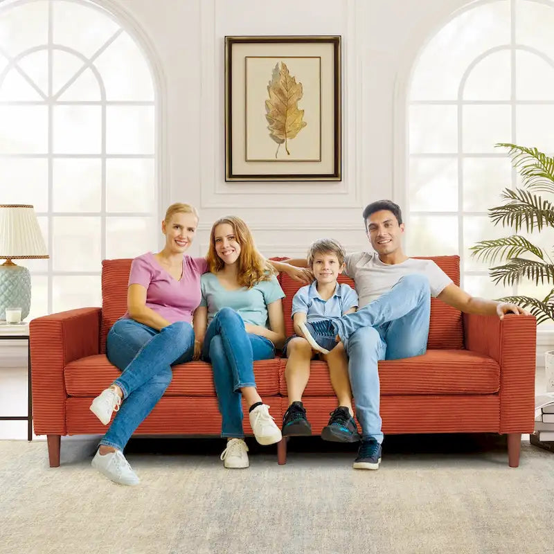 Modern Chenille Convertible Futon Sofa Bed, 82.68   Loveseat Sofa with Square Arm for Living Space