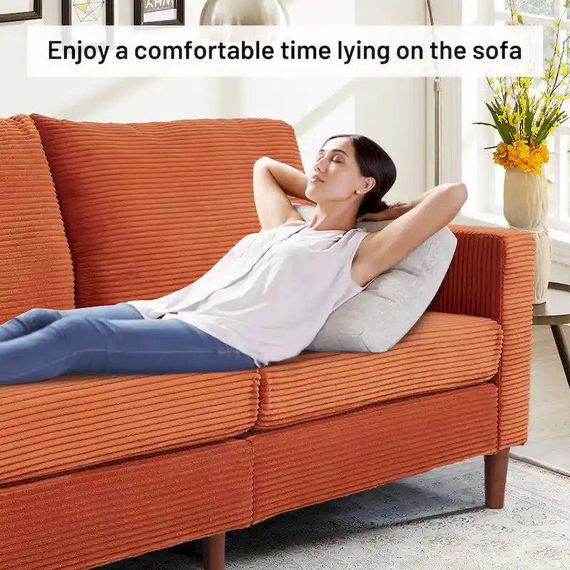 Modern Chenille Convertible Futon Sofa Bed, 82.68   Loveseat Sofa with Square Arm for Living Space