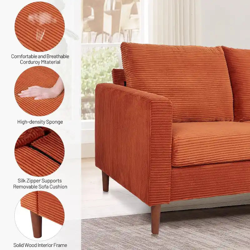 Modern Chenille Convertible Futon Sofa Bed, 82.68   Loveseat Sofa with Square Arm for Living Space