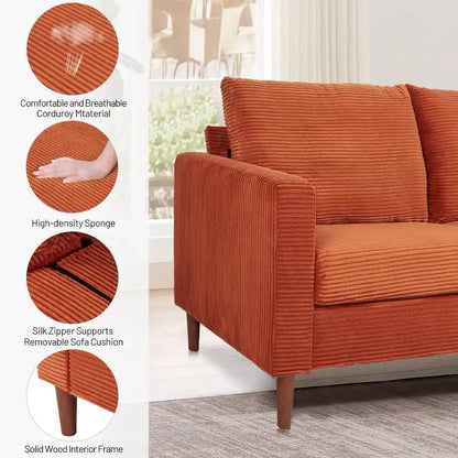 Modern Chenille Convertible Futon Sofa Bed, 82.68   Loveseat Sofa with Square Arm for Living Space