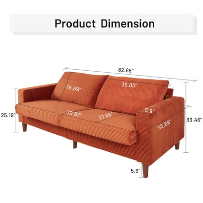 Modern Chenille Convertible Futon Sofa Bed, 82.68   Loveseat Sofa with Square Arm for Living Space