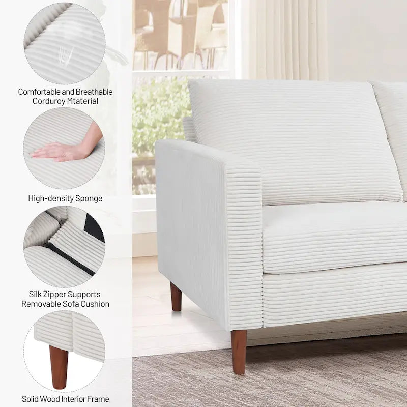 Modern Chenille Convertible Futon Sofa Bed, 82.68   Loveseat Sofa with Square Arm for Living Space