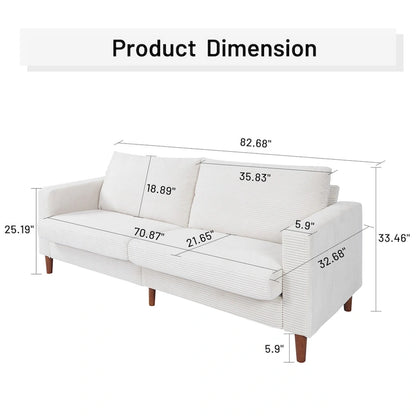 Modern Chenille Convertible Futon Sofa Bed, 82.68   Loveseat Sofa with Square Arm for Living Space