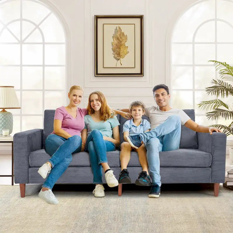 Modern Chenille Convertible Futon Sofa Bed, 82.68   Loveseat Sofa with Square Arm for Living Space