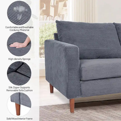 Modern Chenille Convertible Futon Sofa Bed, 82.68   Loveseat Sofa with Square Arm for Living Space