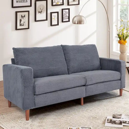 Modern Chenille Convertible Futon Sofa Bed, 82.68   Loveseat Sofa with Square Arm for Living Space