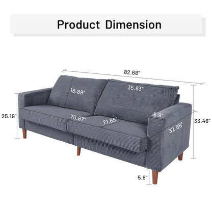 Modern Chenille Convertible Futon Sofa Bed, 82.68   Loveseat Sofa with Square Arm for Living Space