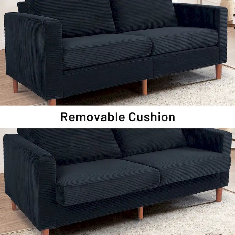 Modern Chenille Convertible Futon Sofa Bed, 82.68   Loveseat Sofa with Square Arm for Living Space