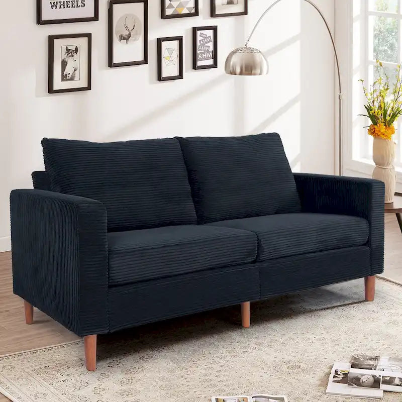 Modern Chenille Convertible Futon Sofa Bed, 82.68   Loveseat Sofa with Square Arm for Living Space