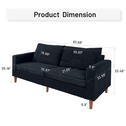 Modern Chenille Convertible Futon Sofa Bed, 82.68   Loveseat Sofa with Square Arm for Living Space