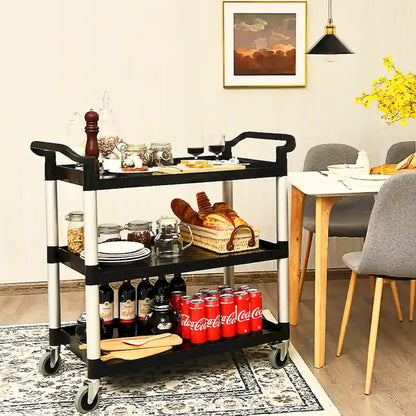 Costway 3-Shelf Utility Service Cart Aluminum Frame 490lbs Capacity w/