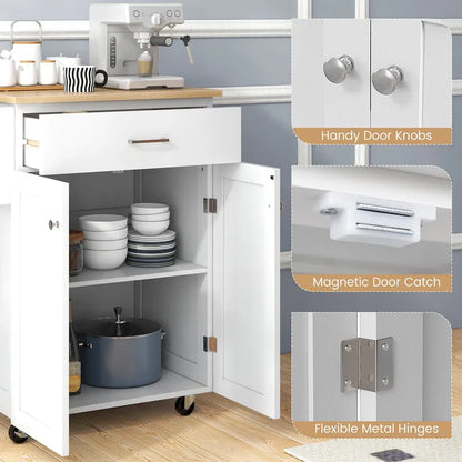 Gymax Rolling Kitchen Island Utility Kitchen Cart Storage Cabinet - See Details