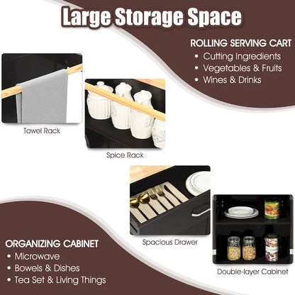 Gymax Rolling Kitchen Island Utility Kitchen Cart Storage Cabinet - See Details