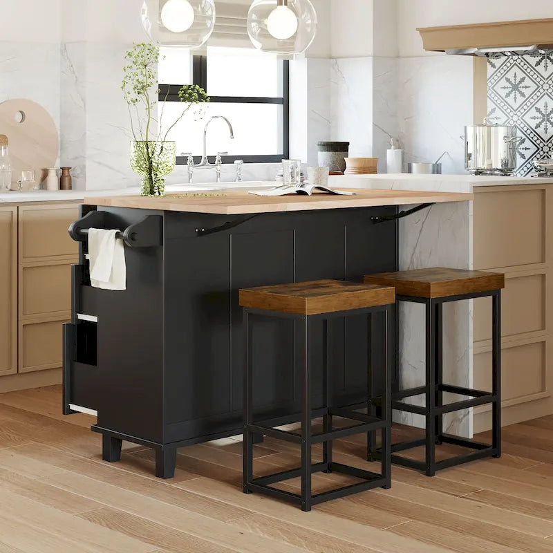 3-Piece Farmhouse Dining Set with Drop Leaf & 2 Chairs