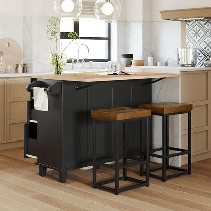 3-Piece Farmhouse Dining Set with Drop Leaf & 2 Chairs